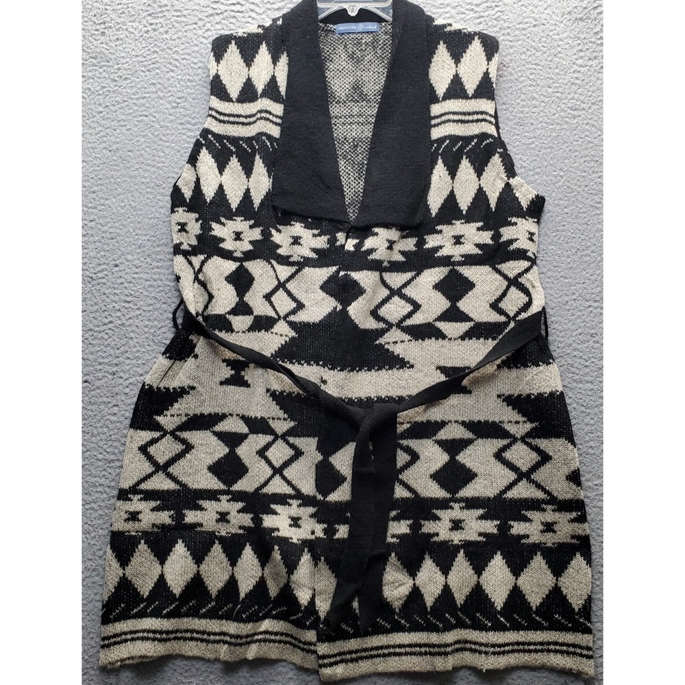 Signature Weekend Cardigan Sweater Womens Large Multi Aztec‎ Print Open Drape